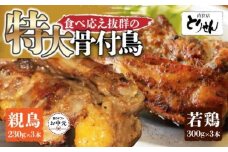 【お中元ギフト】食べ応え抜群の特大骨付鳥 親鳥230g×3本・若鶏300g×3本