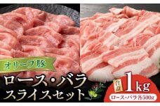 オリーブ豚ロース500g・バラスライス500gセット