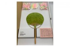 丸亀の縁起菓子【おいり】と【おいりうちわ】のセット　緑色