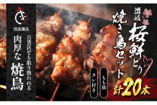 百貨店でも扱われる肉厚な焼鳥!讃岐桜鮮どり焼き鳥セット　もも串×20本タレ1本