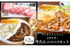 牛タン ニコニコ セット 牛タンシチュー + 牛タンカレー 各2袋 詰め合わせ ぶつぎりたんちゃん名物料理 シチュー カレー ビーフシチュー ビーフカレー 牛肉 牛 惣菜 スープ レトルトカレー 冷凍食品 湯煎 レトルト 真空パック 冷凍 冷凍配送 丸亀
