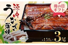 【母の日ギフト】源内 うなぎの蒲焼 3尾 ( 150g × 3尾 ) 香川県産 ｜ うなぎ 蒲焼 たれ・粉山椒付き