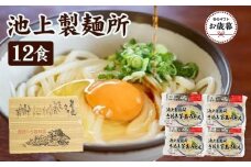 【お歳暮ギフト】讃岐生うどん12食入（1袋3食入×4袋）＊鎌田醤油だし醤油付＊  池上製麺所監修！｜うどん 生麺