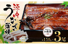 【お歳暮ギフト】源内 うなぎの蒲焼 3尾 ( 150g × 3尾 ) 香川県産 ｜ うなぎ 蒲焼 たれ・粉山椒付き