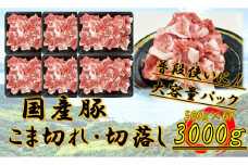 国産豚　こま切れ　3000g