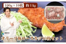 オリーブ豚ロース10枚セット100g×10枚 約1kg トンカツ用