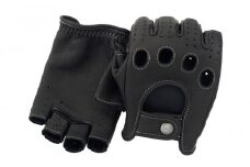 ドライビンググローブ ハーフフィンガー  カカザン  CACAZAN 革手袋 レザーグローブ 【カラー：ブラック×ブラック／サイズ：M】