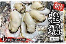 訳あり 大きさ不揃い殻付き牡蠣 4kg (加熱用)【牡蠣 かき 一口サイズ 食べやすい 国産 香川県 さぬき市】