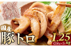 国産豚トロ 250g×5パック(1.25kg) 小分け【トントロ 豚  豚肉 焼肉 BBQ 希少部位 さぬき市】