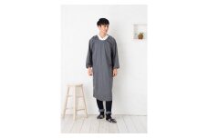 【杢グレー】ロング丈シンプルラグランメンズ割烹着