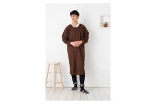 【ブラウン】ロング丈シンプルラグランメンズ割烹着