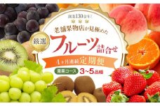 【4ヶ月連続定期便】創業130余年！老舗果物店が見極めた、厳選フルーツ詰合せ♪【青果コース】（3～5品種）
