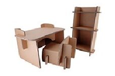 [№4631-0726]キッズ用ダンボール工作キット（デスク・チェア・本棚）