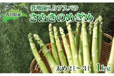 [№4631-1864]令和7年産　はなまる農園の乳酸菌入り アスパラ【さぬきのめざめ1kg】太め2L～３L