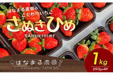 [№4631-2099]いちご はなまる農園 こだわりいちご さぬきひめ 1kg 香川県産 苺 イチゴ フルーツ 果物 くだもの 旬のフルーツ 旬の果物 香川 香川県 東かがわ市