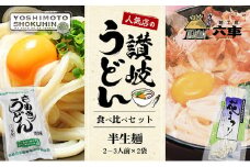 [№4631-2559]人気店の【讃岐うどん食べ比べ】半生麺2～3人前×2袋（ダシなし） 麺類 手打ちうどん 手打ち讃岐うどん グルメ 