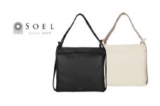 [№4631-6060]2607【SOEL】A4サイズが横に入る2wayリュック Black リュック 2way イタリアンレザー ショルダーバッグ 撥水 東かがわ