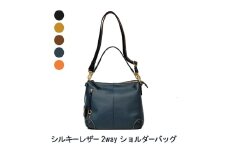 [№4631-6149]シルキーレザー 2way ショルダーバッグ 【LIME】：ブラック
