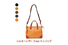 [№4631-6162]シルキーレザー 2way ミニバッグ 【LIME】：ネイビー