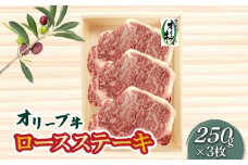 【ふるさと納税】オリーブ牛 ロースステーキ 750g (250g×3枚) [ 讃岐牛 国産 ブランド牛 黒毛和牛 牛肉 肉 ロース ステーキ 高級部位 贅沢 ギフト 霜降り 冷凍 ごちそう 小分け 人気 送料無料 香川県 三豊市 50000 50, 台 返礼品 株式会社ササハラ ]