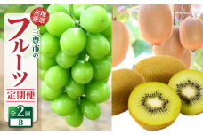 【ふるさと納税】【配送不可地域：北海道・沖縄県・離島】三豊市 フルーツ 2回 お届け 定期便Ｂ シャインマスカット 大粒 1房 800g以上 糖度 17度以上   追熟品 グリーンキウイフルーツ 2L 約1.8kg  秋 旬