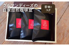 【ふるさと納税】コーヒー 豆 珈琲豆 100ｇ × 3 種類 セット 自家焙煎 中深煎り 深煎り 苦味 コク グルマンディーズ ブラジル グァテマラ コロンビア 厳選 飲料 おうち時間 お取り寄せ 香川県 三豊市 送料無料