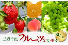 【ふるさと納税】【配送不可地域：北海道・沖縄県・離島】定期便 フルーツ R 年4回 人気 三豊市産 いちご さぬきひめ 約400g 桃 約 2kg シャインマスカット 1房 約800g 高糖度 石地みかん 約5kg 化粧箱 旬 果物 送料無料