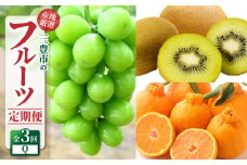 【ふるさと納税】【配送不可地域：北海道・沖縄県・離島】定期便 3回 フルーツ シャインマスカット 三豊市産 厳選品デコポン 簡単 美味しく 食べれる グリーンキウイフルーツ 2Ｌ 栄養 ぎっしり 果物 旬の季節 お届け 香川県 三豊市 お取り寄せ 送料無料
