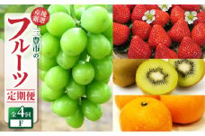 【ふるさと納税】【配送不可地域：北海道・沖縄県・離島】定期便 4回 フルーツ シャインマスカット いちご さぬきひめ グリーンキウイフルーツ 2Ｌ みかん 宮川早生みかん Ｓ～Ｌサイズ 旬の季節にお届け 香川県 三豊市 お取り寄せグルメ お取り寄せ 送料無料  秋 旬