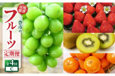 【ふるさと納税】【配送不可地域：北海道・沖縄県・離島】定期便 4回 フルーツ シャインマスカット さぬきひめ グリーンキウイフルーツ 2L 小原紅早生 旬の季節 お届け 瀬戸内式気候 香川県 三豊市 お取り寄せグルメ お取り寄せ 送料無料  秋 旬