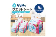 【ふるさと納税】【3か月定期便】ウエットシート 65枚×8パック 6袋×3か月 水99.9％ アラクリーネ コンパクトサイズ オーバーストップ機能 シート 取り出しやすい 無香料 ノンアルコール パラベンフリー 持ち歩き 便利 日用品 送料無料