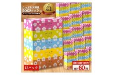 【ふるさと納税】 ティッシュ ティッシュペーパー 1箱150組/300枚 5箱×12パック 合計60箱  [ 常備品 生活用品 まとめ買い 蛍光染料不使用 日用品 日用雑貨 日用消耗品 ]  【配送不可地域：北海道・沖縄県・離島】