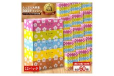 【ふるさと納税】 ティッシュ ティッシュペーパー 1箱150組/300枚 5箱×12パック 合計60箱  [ 常備品 生活用品 まとめ買い 蛍光染料不使用 日用品 日用雑貨 日用消耗品 ]  【配送不可地域：北海道・沖縄県・離島】