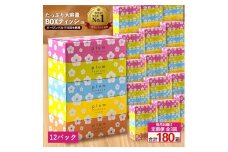 【ふるさと納税】 ティッシュ ティッシュペーパー 「 大容量 プラムファッション BOXティッシュ 定期便 12パック（ケース60個入り）全3回(毎月)」 [ 常備品 生活用品 まとめ買い 蛍光染料不使用 日用品 日用雑貨 日用消耗品 ]  【配送不可地域：北海道・沖縄県・離島】