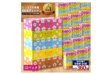 【ふるさと納税】 ティッシュ ティッシュペーパー 「 大容量 プラムファッション BOXティッシュ 12パック（ケース60個入り） 定期便 全6回(毎月)」 [ 常備品 生活用品 まとめ買い 蛍光染料不使用 日用品 日用雑貨 日用消耗品 ]  【配送不可地域：北海道・沖縄県・離島】