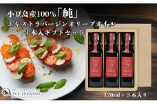 【 小豆島 】小豆島産100％「純」エキストラバージンオリーブオイル3本入ギフトセット(120ml×3本) オリーブオイル エクストラバージン 小豆島 調味料 オイル セット