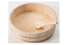寿司桶　33cm　しゃもじ付|讃岐桶樽 伝統工芸品 木工 寿司桶 木 しゃもじ付き 香川県 三木町|_mk038-010