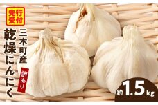 三木町産訳あり乾燥にんにく 約1.5kg | にんにく ニンニク ガーリック 野菜 食材 肉厚 濃厚 長期保存 乾燥 自宅用 家庭用 薬味 料理 スタミナ料理 栄養 香川県 三木町 おすすめ |_mk006-023