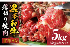 とろける黒毛和牛リッチな薄切り焼肉5kg(250g×20P)　秘伝のタレ漬け|肉 黒毛和牛 焼肉 タレ 漬け 秘伝 柔らかい 味付き やきにく ロース 肩ロース サーロイン カルビ モモ 薄切り 希少 小分け 冷凍 BBQ バーベキュー 香川県 三木町|_mk146-022