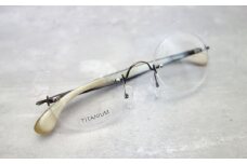 水牛の角製　眼鏡枠　天然素材エヌプロダクト　OHO-1 | バッファローホーン 眼鏡枠 水牛の角 セピア チタン 専用ケース 希少 天然素材 美しい模様 エヌプロダクト ユニセックス 美しい 香川県 三木町 |_mk113-005