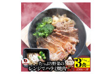 レンジで簡単ハラミ焼肉　250g×3食セット　(総重量750g)野菜入り| 牛肉 焼肉 柔らかい 味付き 上質 ハラミ 野菜 玉ねぎ ブロッコリー 冷凍 香川県 三木町 国産 おすすめ |_mk146-235