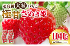 超高級大粒いちご　極甘さぬき姫260g×4パック(ハンモックトレー) | いちご 大粒 高級 さぬき姫 果物 フルーツ おすすめ 旬 イチゴ 季節 旬の果物 ギフト パック 果実 贈り物 デザート 人気 果肉 生鮮食品 国産 冷蔵 香川県 三木町 |_mk165-003