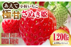 ”あえて”小粒いちご　極甘さぬき姫1,200g×1箱 | いちご 小粒 高級 さぬき姫 果物 フルーツ おすすめ 旬 イチゴ 季節 旬の果物 ギフト パック 果実 贈り物 化粧箱 贈答用 デザート 人気 果肉 生鮮食品 国産 冷蔵 香川県 三木町 |_mk165-004