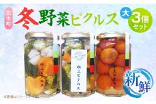 新鮮！三木町冬野菜ピクルス　大(290g)3個セット | ピクルス 野菜 冬野菜 果物 フルーツ 漬物 お漬物 和風 洋風 デザート 酢たれ たれ 旬 季節 旬の野菜 季節の野菜 旬の果物 季節の果物 おかず おすすめ 人気 香川県 三木町 |_mk163-004