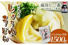 さぬき醤油うどん (1500g) 蔵出し一番付 (うどん250g×6袋、蔵出し一番100ml×3本) セット 詰合せ さぬきうどん 讃岐 うどん ぶっかけ だし醤油 麺 名物 ご当地 グルメ 食品 四国 F5J-332