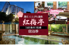 湯元こんぴら温泉 「紅梅亭」1泊2食付2名様宿泊券 宿泊券 旅行券 温泉 温泉宿 ホテル 旅館 温泉旅館 旅行 温泉旅行 ペア 旅行チケット チケット レジャー 四国 F5J-346