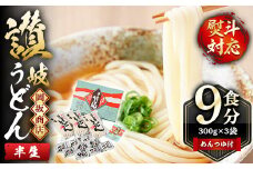 本場 讃岐うどん ＜つゆ付・半生タイプ＞「二番」9食分 (300g×3袋・熨斗対応可) めんつゆ付 熨斗 のし 讃岐 さぬき 香川県 セット 麺 コシ 常温 常温保存 【man015】【岡坂商店】