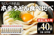 うどんバカ店長 (合計40食分) 2種 本場 讃岐 本生うどん 食べ比べ セット 本場 讃岐 さぬき 細麺 太麺 生麺 香川県 食べ比べ セット 麺 コシ 常温 常温保存 【man006】【味源】