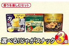 ＜訳あり セットが選べる！＞ お試し 訳アリ じゃがスナック 【アソート・香りを楽しむセット】 (3袋・1袋最大50g) 簡易梱包 お菓子 おかし スナック おつまみ ポテト ガーリックバター 濃い マキシマム 燻製 トリュフ 食べ比べ 送料無料 常温保存 【man225-J】【味源】