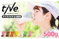 ＜選べる＞ プロテイン キャラメルチョコ風味(500g) tive ホエイ ソイ ダブルプロテイン 人工着色料・保存料不使用 グルテンフリー たんぱく質含有量73％ アミノ酸スコア100 ダイエット コラーゲン ヒアルロン酸 送料無料【man229-C】【味源】